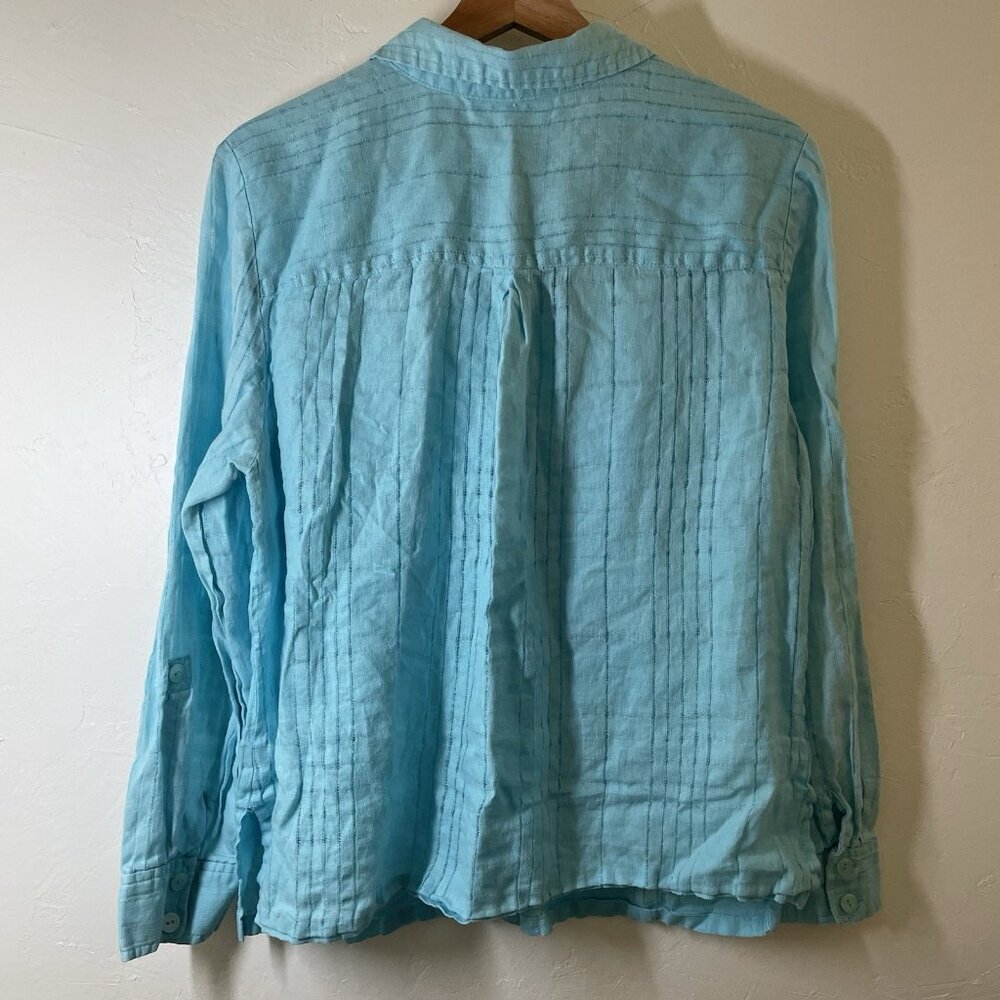 JM Collection Womens Linen Button Up Top Size 14 Lagenlook Beach Travel Summer - Picture 2 of 11